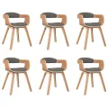 Chaise de salle à manger 6 pcs gris clair bois courbé et tissu