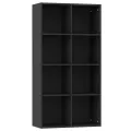 Bibliothèque/Buffet Noir 66x30x130 cm Bois d'ingénierie