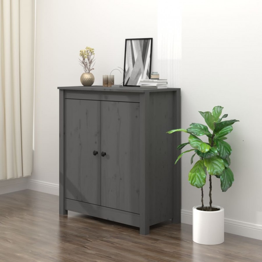 Buffet Gris 70x35x80 cm Bois massif de pin