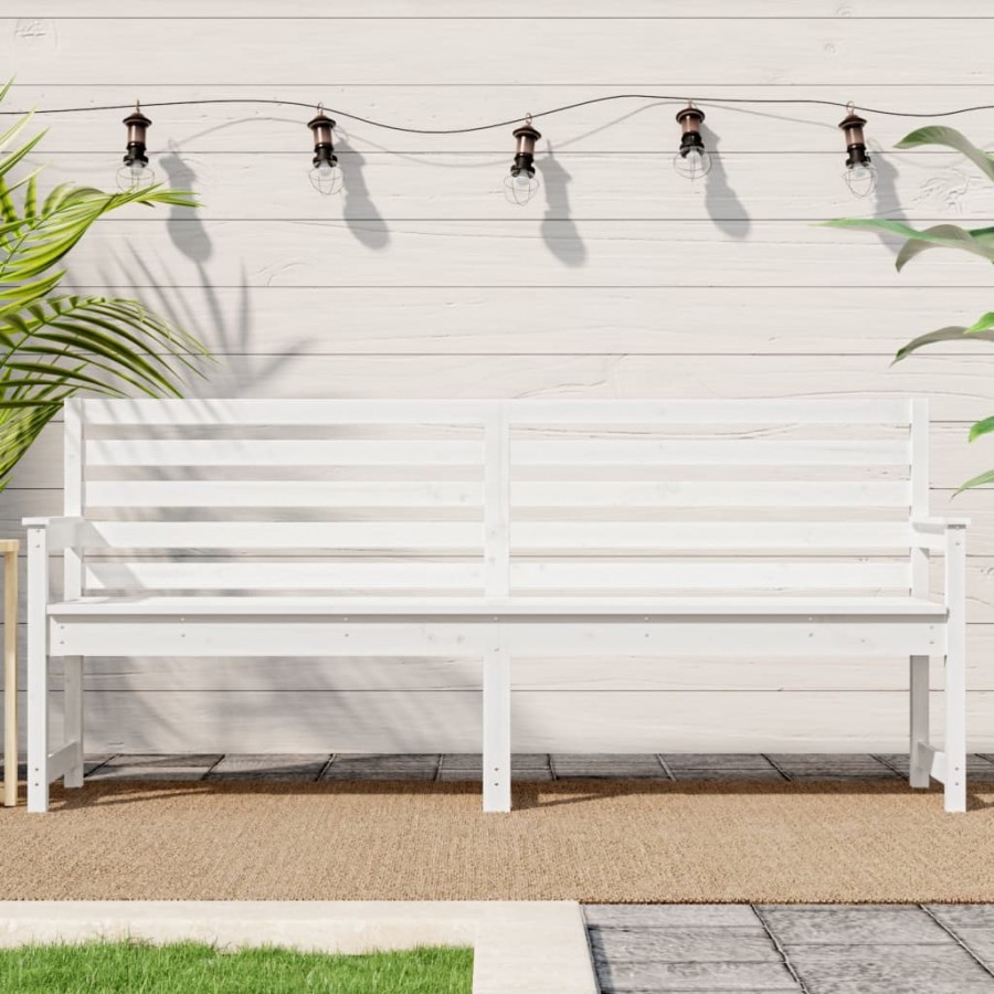 Banc de jardin blanc 203,5x48x91,5 cm bois massif de pin