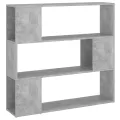 Bibliothèque/Séparateur de pièce Gris béton 100x24x94 cm