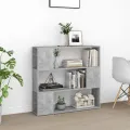Bibliothèque/Séparateur de pièce Gris béton 100x24x94 cm
