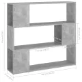 Bibliothèque/Séparateur de pièce Gris béton 100x24x94 cm