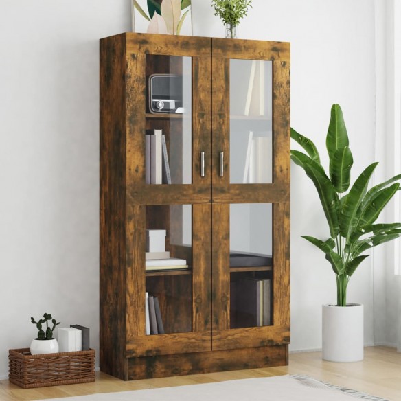 Armoire à vitrine Chêne fumé 82,5x30,5x150 cm Bois d'ingénierie