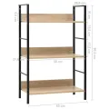 Bibliothèque à 3 niveaux chêne 60x27,6x90,5cm bois d'ingénierie