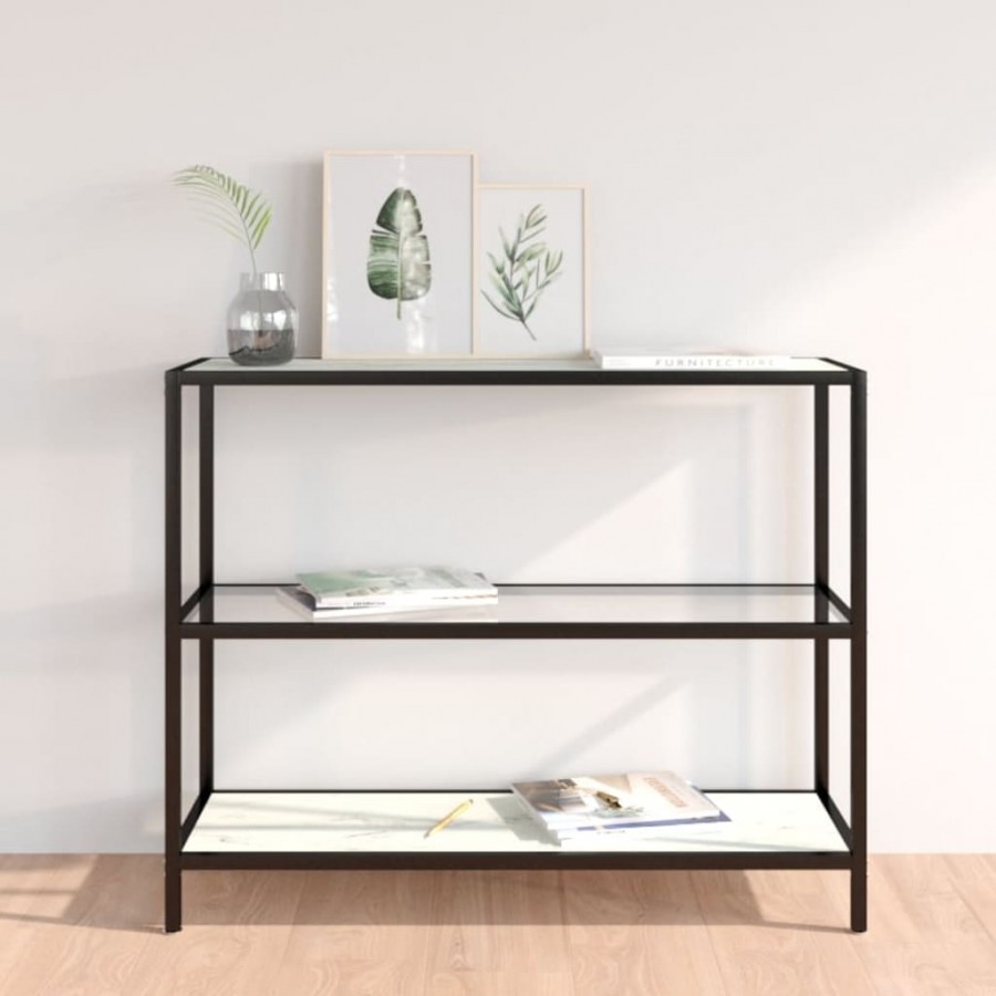 Étagère transparent et marbre blanc 100x36x90 cm verre trempé