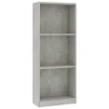 Bibliothèque à 3 niveaux Gris béton 40x24x108 cm Aggloméré