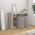 Buffet avec lumières LED gris béton 115,5x30x75 cm