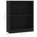 Bibliothèque Noir 60x24x74,5 cm Bois d'ingénierie