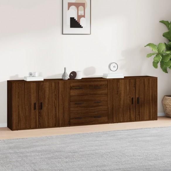 Buffets 3 pcs Chêne marron Bois d'ingénierie