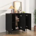 Buffet noir 90x34x80 cm bois d'ingénierie