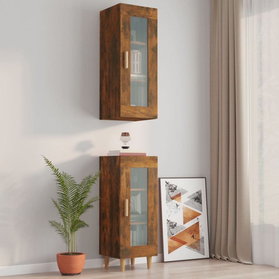 Armoire murale suspendue Chêne fumé 34,5x34x90 cm