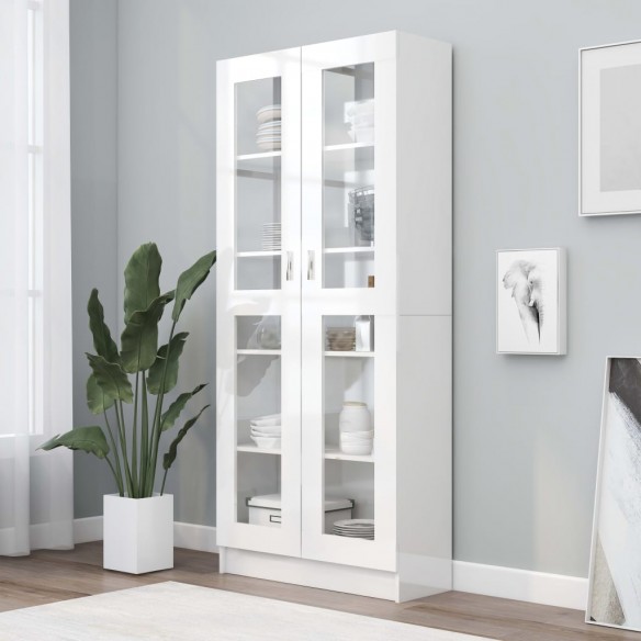 Armoire à vitrine Blanc brillant 82,5x30,5x185,5 cm Aggloméré