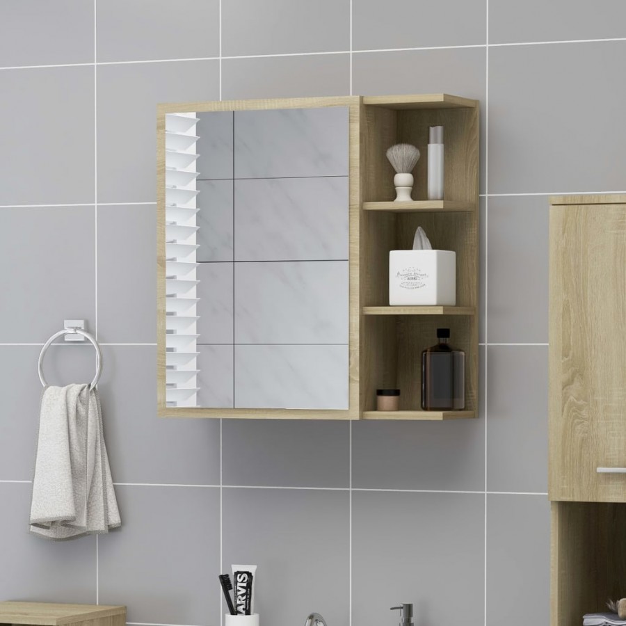 Armoire à miroir de bain Chêne sonoma 62,5x20,5x64 cm Aggloméré