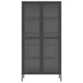 Buffet haut noir 85x40x180 cm verre et acier