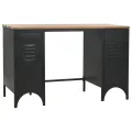 Bureau à double piédestal Bois de sapin et acier 120x50x76 cm