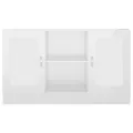 Buffet Blanc brillant 120x30,5x70 cm Aggloméré