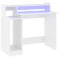 Bureau avec lumières LED Blanc 97x45x90 cm Bois d'ingénierie
