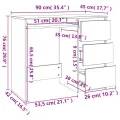 Bureau Gris béton 90x45x76 cm Aggloméré
