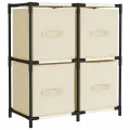 Armoire de rangement 4 paniers en tissu Crème 63x30x71 cm Acier