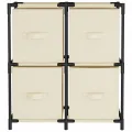Armoire de rangement 4 paniers en tissu Crème 63x30x71 cm Acier