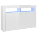 Buffet avec lumières LED blanc brillant 115,5x30x75 cm