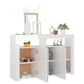 Buffet avec lumières LED blanc brillant 115,5x30x75 cm