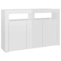Buffet avec lumières LED blanc brillant 115,5x30x75 cm