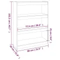 Bibliothèque/Séparateur de pièce Blanc 80x30x103,5cm Pin solide