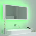 Armoire salle de bain à miroir LED Blanc 100x12x45 cm Acrylique