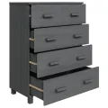 Buffet HAMAR Gris foncé 79x40x103,5 cm Bois massif de pin