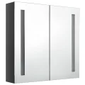 Armoire de salle de bain à miroir LED Gris brillant 62x14x60 cm