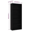 Bibliothèque à 5 niveaux Noir 80x30x189 cm Aggloméré