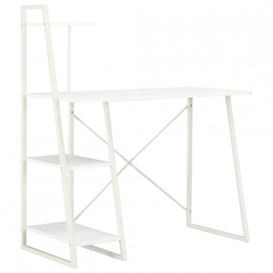 Bureau avec étagère Blanc 102x50x117 cm