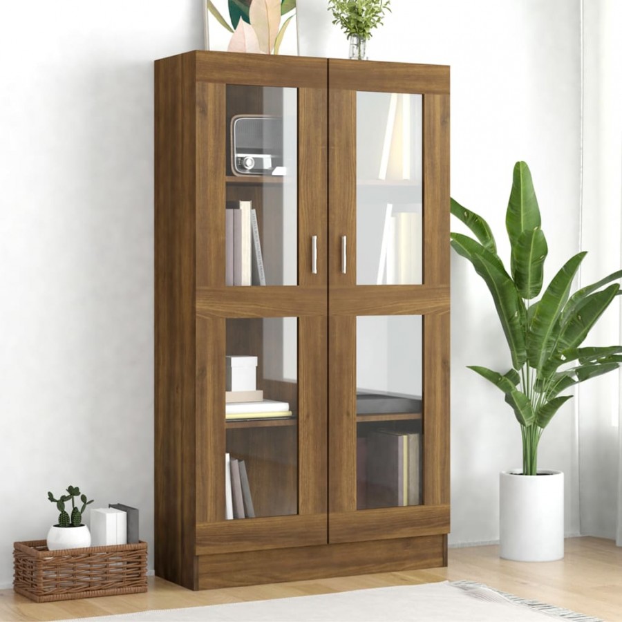 Armoire à vitrine Chêne brun 82,5x30,5x150 cm Bois d'ingénierie