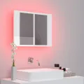 Armoire à miroir de bain à LED Blanc brillant Acrylique