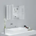 Armoire à miroir de bain à LED Blanc brillant Acrylique