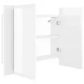 Armoire à miroir de bain à LED Blanc brillant Acrylique