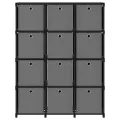 Étagère à 12 cubes avec boîtes Noir 103x30x141 cm Tissu