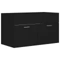 Armoire d'évier avec lavabo intégré Noir Aggloméré