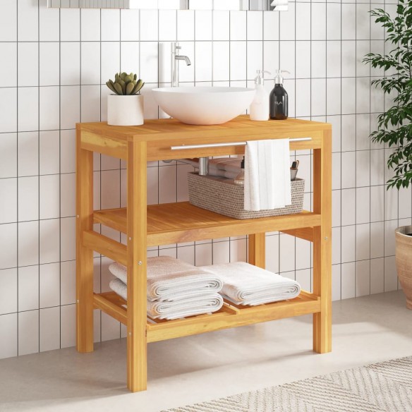 Armoire de salle de bain avec 2 étagères 74x45x75cm bois massif