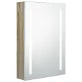 Armoire de salle de bain à miroir LED blanc et chêne 50x13x70cm