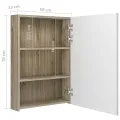 Armoire de salle de bain à miroir LED blanc et chêne 50x13x70cm