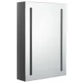 Armoire de salle de bain à miroir LED gris brillant 50x13x70 cm