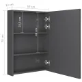 Armoire de salle de bain à miroir LED gris brillant 50x13x70 cm