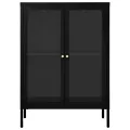 Buffet Noir 75x35x105 cm Acier et verre