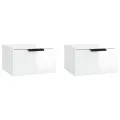 Tables de chevet murales 2 pcs Blanc brillant 34x30x20 cm