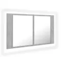Armoire de salle de bain à miroir LED Gris béton Acrylique
