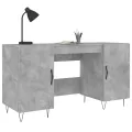 Bureau gris béton 140x50x75 cm bois d'ingénierie