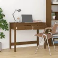 Bureau avec tiroirs Marron miel 100x50x78 cm Bois massif de pin